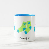 Dankbaar ben ik dankbaar dat ik gezegend heb - Bla Tweekleurige Koffiemok (Center)
