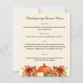 Dankbaar Bericht Thanksgiving Dinner Menu (Voorkant)