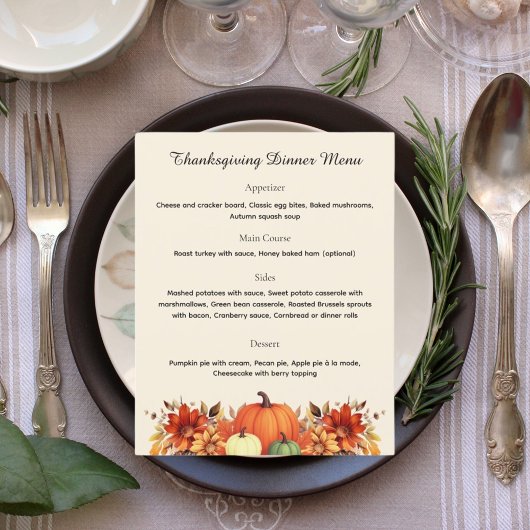 Dankbaar Bericht Thanksgiving Dinner Menu