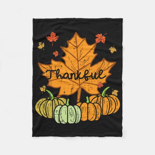 Dankbaar Bladpompoen Leuke Thanksgiving Herfst Man Fleece Deken (Voorkant)