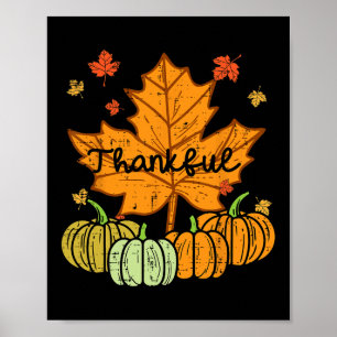 Dankbaar Bladpompoen Leuke Thanksgiving Herfst Man Poster