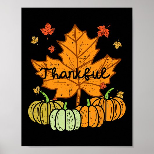 Dankbaar Bladpompoen Leuke Thanksgiving Herfst Man Poster (Voorkant)