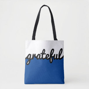 Dankbaar Blauw Zwart Wit Kleurenblok Tote Bag