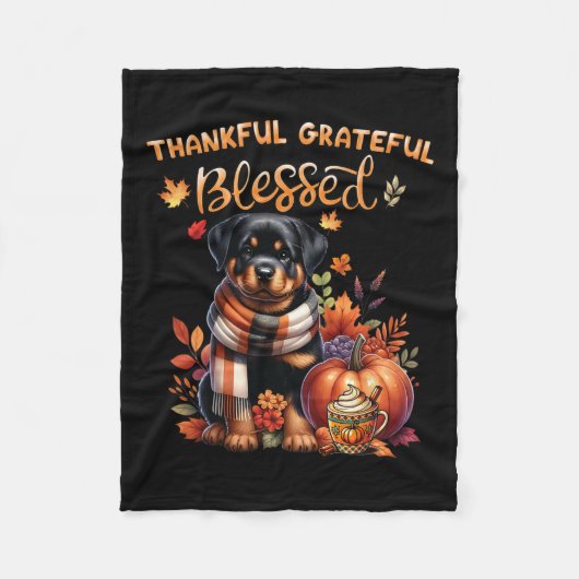Dankbaar Blessed Rottweiler Dog Herfst Y'al Fleece Deken (Voorkant)