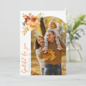 Dankbaar, blij Thanksgiving foto wenskaart Bedankkaart (Staand voorkant)