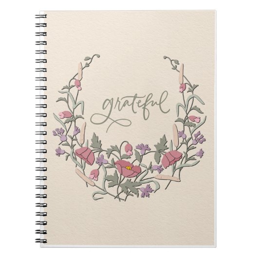 Dankbaar - Botanische Crème Kranskaart Notitieboek (Voorkant)