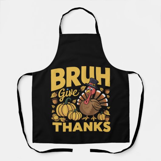 Dankbaar Bruh Meme Grappige Thanksgiving Kalkoen Schort (Voorkant)