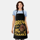 Dankbaar Bruh Meme Grappige Thanksgiving Kalkoen Schort (Gedragen)