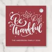 Dankbaar Burgundy Thanksgiving Bedankjes Labels (Achterkant)