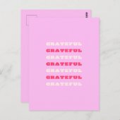 Dankbaar, Dank, Dankbaarheid Citaat, Roze, Vakanti Briefkaart (Voorkant / Achterkant)