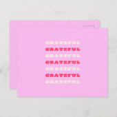 Dankbaar, Dank, Dankbaarheid Citaat, Roze, Vakanti Feestdagenkaart (Voorkant / Achterkant)