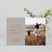 Dankbaar dank modern minimalistisch elegant schrif folie feestdagenkaart (Staand Voorkant)