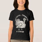 Dankbaar, dankbaar, en gevulde Turkije Thanksgivin Tri-Blend Shirt (Voorkant)