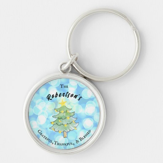 Dankbaar, dankbaar en gezegend gepersonaliseerd sleutelhanger (Voorkant)