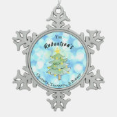 Dankbaar, dankbaar en gezegend gepersonaliseerd tin sneeuwvlok ornament (Voorkant)