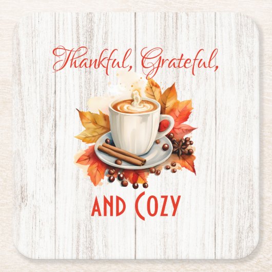 Dankbaar, dankbaar en gezellig - Thanksgiving Kartonnen Onderzetters