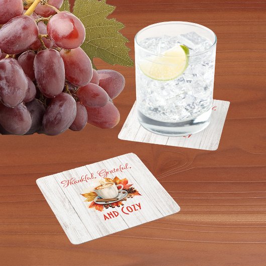 Dankbaar, dankbaar en gezellig - Thanksgiving Kartonnen Onderzetters