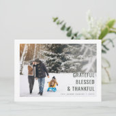 Dankbaar & Dankbaar Familie Foto Kerst Kaart (Staand voorkant)