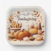Dankbaar Dankbaar Feestelijke Thanksgiving 7 inch Papieren Bordje (Voorkant)