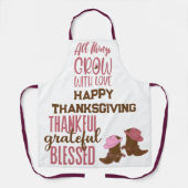 Dankbaar, dankbaar, gezegend, gelukkig Thanksgivin Schort (Voorkant)