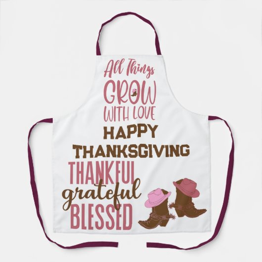 Dankbaar, dankbaar, gezegend, gelukkig Thanksgivin Schort (Voorkant)