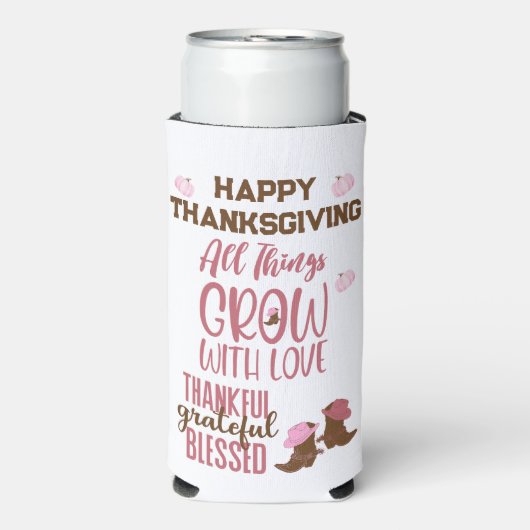 Dankbaar, dankbaar, gezegend, gelukkig Thanksgivin Seltzer Blikjeskoeler (Seltzer Voorkant)