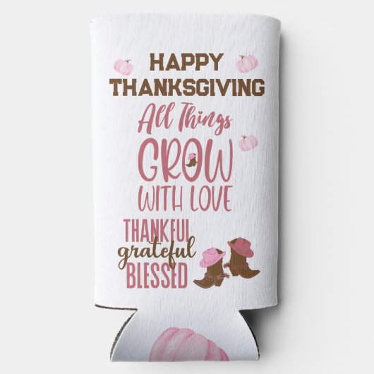 Dankbaar, dankbaar, gezegend, gelukkig Thanksgivin Seltzer Blikjeskoeler (Achterkant)