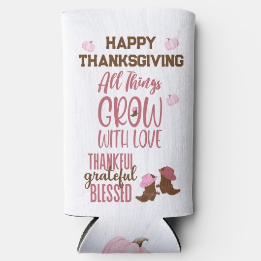 Dankbaar, dankbaar, gezegend, gelukkig Thanksgivin Seltzer Blikjeskoeler (Voorkant)