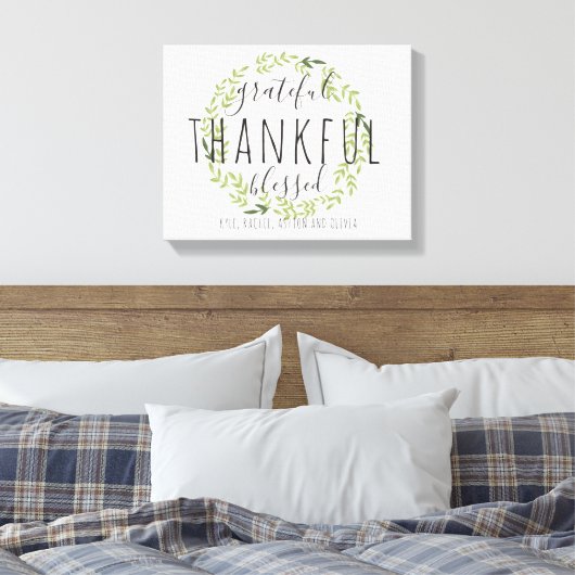 dankbaar, dankbaar, gezegend gepersonaliseerd canv canvas afdruk (Insitu (Slaapkamer))