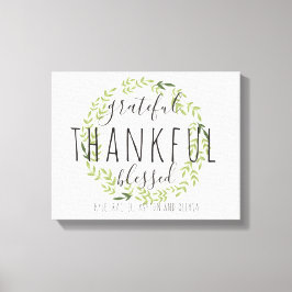 dankbaar, dankbaar, gezegend gepersonaliseerd canv canvas afdruk