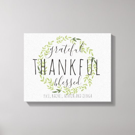 dankbaar, dankbaar, gezegend gepersonaliseerd canv canvas afdruk (Voorkant)