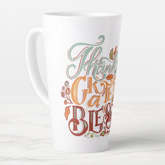 Dankbaar, dankbaar, gezegend latte Mok, koffie Mok (Linkerhoek)