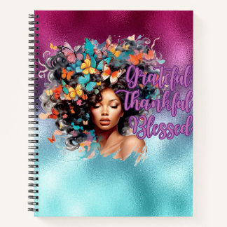 dankbaar, dankbaar, gezegend spiraal Notitieboek