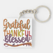 Dankbaar, dankbaar, gezegend - vierkant (dubbelzij sleutelhanger (Achterkant)
