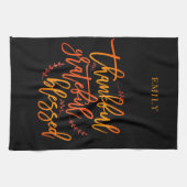 dankbaar dankbaar gezegende naam Sinaasappel geel  Theedoek (Horizontaal)