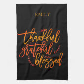 dankbaar dankbaar gezegende naam Sinaasappel geel  Theedoek (Verticaal)