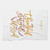 dankbaar dankbaar gezegende naam terracotta wit theedoek (Horizontaal)