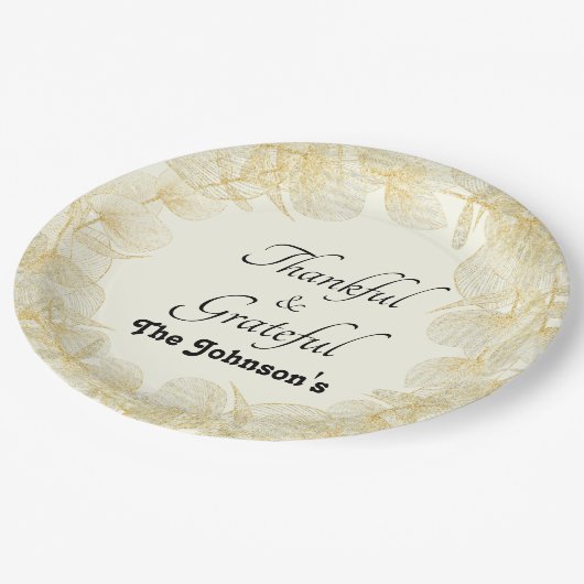 Dankbaar & dankbaar Herfst Celebration Dinner Part Papieren Bordje (Gekanteld)