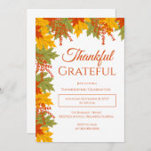 Dankbaar & dankbaar herfstbladeren Thanksgiving Kaart (Voorkant / Achterkant)