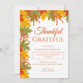 Dankbaar & dankbaar herfstbladeren Thanksgiving Kaart