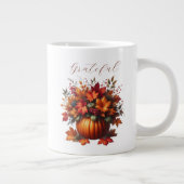 Dankbaar-Dankbaar-Pompoen met Fall Leaves Grote Koffiekop (Rechts)