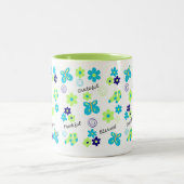 Dankbaar dat ik gezegend heb Leuke Blauw Groene Mo Tweekleurige Koffiemok (Center)