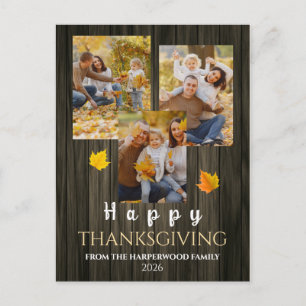 Dankbaar Eenvoudige gelukkige thanksgiving famil Feestdagenkaart