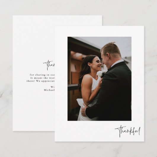 Dankbaar Elegant Foto Trouwen Dank u kaart (Voorkant / Achterkant)