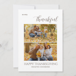 Dankbaar Elegant Happy thanksgiving familie 2 foto Feestdagenkaart