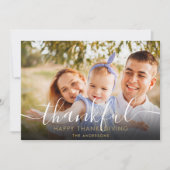 Dankbaar Elegant Script Photo Thanksgiving Feestdagenkaart (Voorkant)