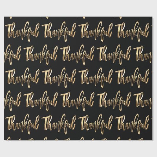 Dankbaar Elegant Zwart en Goud Thanksgiving Cadeaupapier (Vlak)