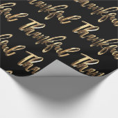 Dankbaar Elegant Zwart en Goud Thanksgiving Cadeaupapier (Hoek)