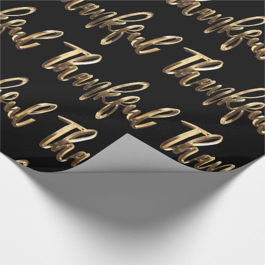 Dankbaar Elegant Zwart en Goud Thanksgiving Cadeaupapier (Hoek)