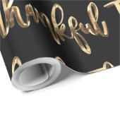 Dankbaar Elegant Zwart en Goud Thanksgiving Cadeaupapier (Rol Hoek)